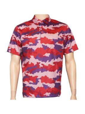 Robert Graham Braidwood Polo Red White Blue S/S Abstract Wicking Medium NWT